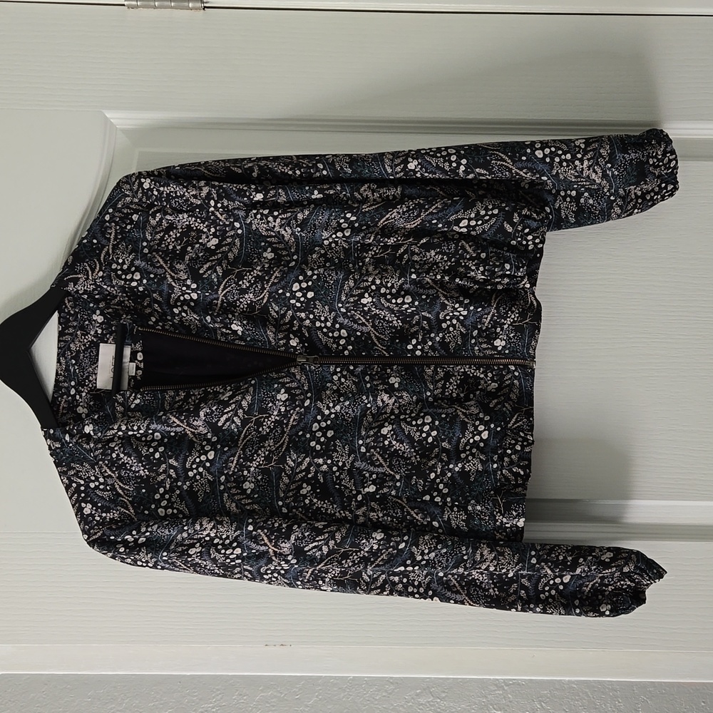 Loft Floral Bomber Zip Front Jacket